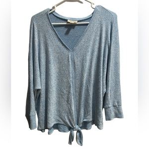 Style & Co Blue‎ Tie-Hem Stretchy Lightweight Sweater Top size Large